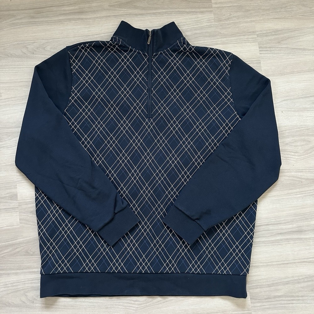 Vintage Y2K Ashworth Golf Quarter Zip Pullover Sweater Navy Geometric Size XL